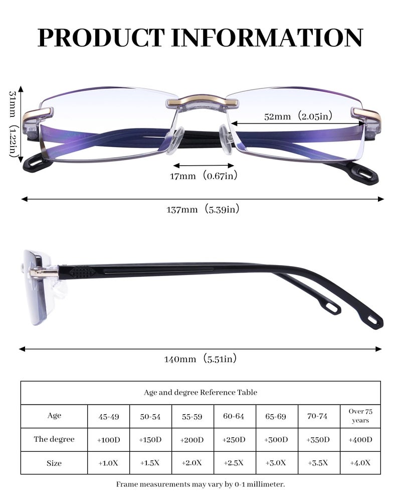 LUFF Premium Computer Reading Glasses Blue Light Blocking Diamond Cut Edge Design Spectacle Readers for Men - Image 5